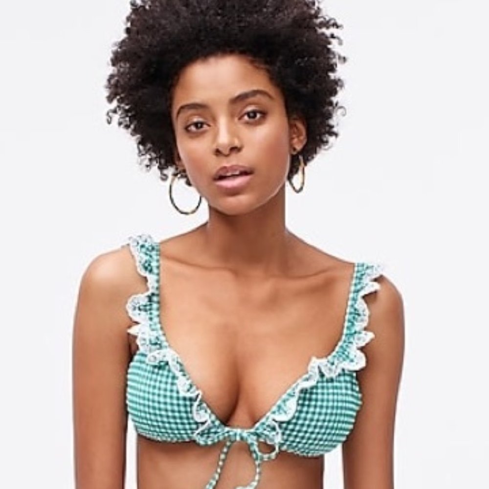 J.Crew gingham scalloped french bikini TOP - 2020